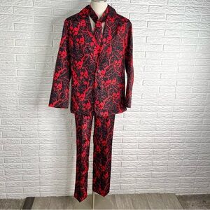 Halloween Mens Suit Red Black Fear Bones Scary Size Medium